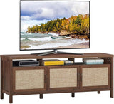 TV Stand, 62" Modern Boho Entertainment Center for TVs up to 65/70 Inches, Adjustable Shelves,