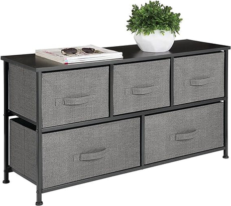 Wide Steel Frame/Wood Top Storage Dresser Furniture