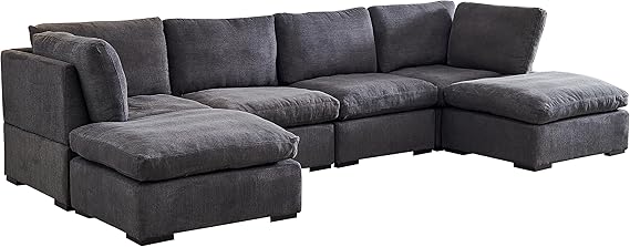 Modular Down Feather Filled Cloud Deep Seat Sectional Sofa Couch W/Reversible Chaises