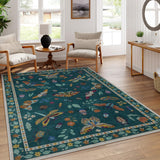 Lahome Insect Print Area Rugs 8x10, Non Slip Washable Rugs for Living Room 8x10 Rug, Soft Modern Bedroom Rug 8x10 Under Bed Ultra-Thin Large Carpet for Dining Room Office Playroom(8'x10',Dark Green)