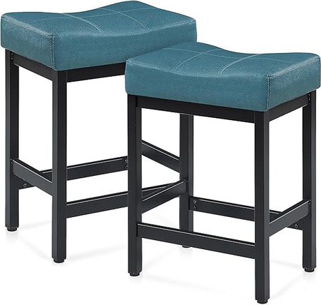 Bar Stools Set of 2, Counter Height Stools 24 Inch Saddle Stools