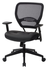 Seating Professional AirGrid Dark Back and Padded Black Eco Leather Seat, 2-to-1