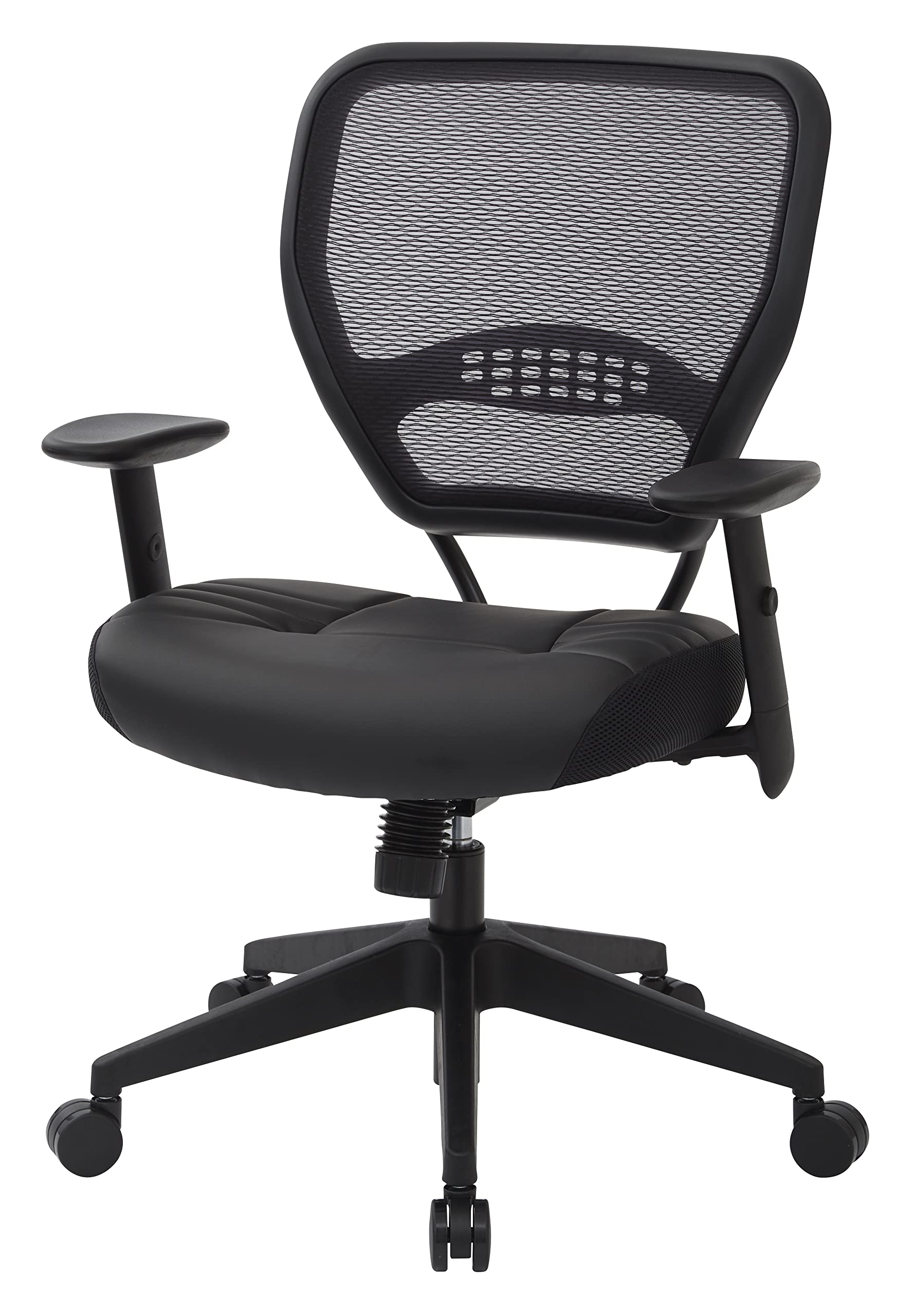 Seating Professional AirGrid Dark Back and Padded Black Eco Leather Seat, 2-to-1