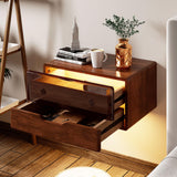 Floating LED Nightstand Smart Bedside Table,Wall Mounted Wood Sensor lamp NightStand