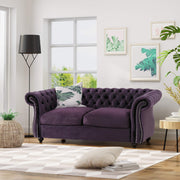 Karen Traditional Chesterfield Loveseat Sofa, BlackBerry