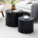 19.17'' Black Round Coffee Table with Storage Nesting Coffee Table