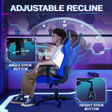 Ergonomic Gaming Chair with Lumbar Support - Blue Racing Style