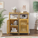 Bamboo Cabinet, Bathroom Storage Cabinet with Single Door and Shelf, Freestanding Bathroom Cabinet,