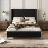 Queen Velvet Platform Bed with 58" Wingback Headboard