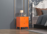 Stand Orange Nightstand Drawer End Tables Dresser for Bedroom, Bed Side Table Drawer Tea Table 2 Tiers Locker Coffee Table Metal Size: 23.62" H x 15.75" W x 14.17" D