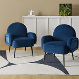 Velvet Accent Chair Set of 2, Upholstered Armchair with Metal Legs, Accent Corner