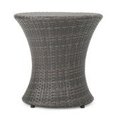 Christopher Knight Home Adriana Outdoor PE Wicker Accent Table, Grey - Bircata