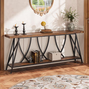 70.9" Narrow Console Table - Industrial Farmhouse Entryway Table with Storage