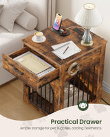 Wooden Dog Crate Furniture with Charging Station & Storage
