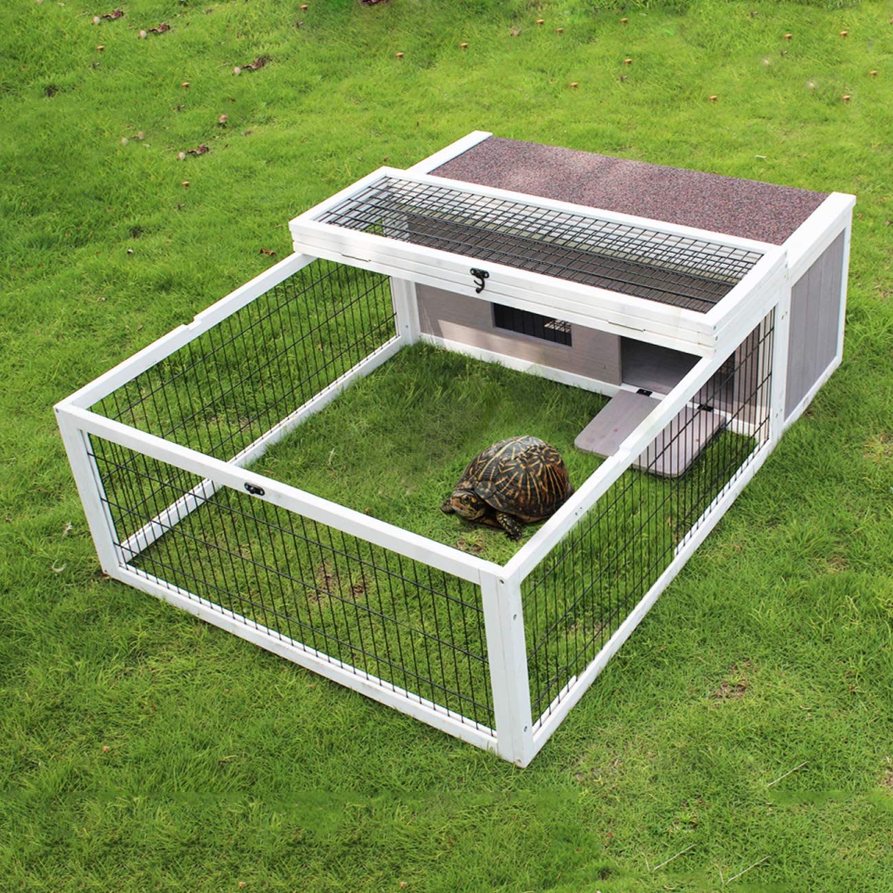 Tortoise House Habitat Wooden Small Animal Hutch Enclosure Indoor/Outdoor