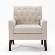 Linen Color Linen Accent Chair 18.5" H, Button Tufted Upholstered Modern Armchair