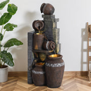 6-Tiers Garden Waterfall Fountain Outdoor - 40''H Water Fountains and Waterfalls,