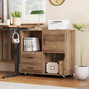 File Cabinet, Wood Filing Cabinet with 2 Drawers, Printer Stand Lateral Mobile