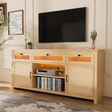 Rattan Tall Entertainment Center for 65 inch TV, Modern TV Stands for Living Room,Tall TV Stand