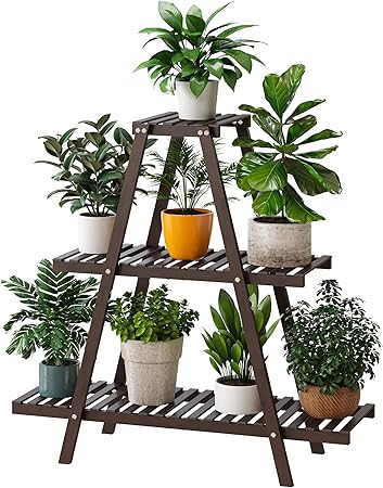 Plant Stand Indoor, Outdoor bamboo Plant Stands for Multiple Plants