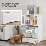 Elevated Dog Feeding Station with Storage Cabinets & Bowls