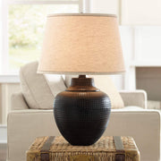 Brighton Rustic Traditional Farmhouse Table Lamps 27.25" Tall Set of 2 Hammered Bronze
