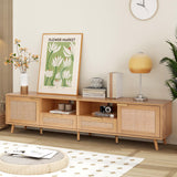 Rattan TV Stand for TVs up to 85'', Modern Farmhouse Media Console