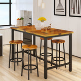 Bar Height Table and Chairs Bar Table with 4 Stools Industrial Counter Height Dining