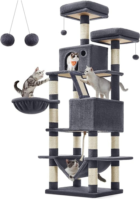 Large Cat Tower with 13 Scratching Posts 2 Perches