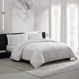 Grid Pattern Comforter Set with Matching Shams - Bark Texture White Queen