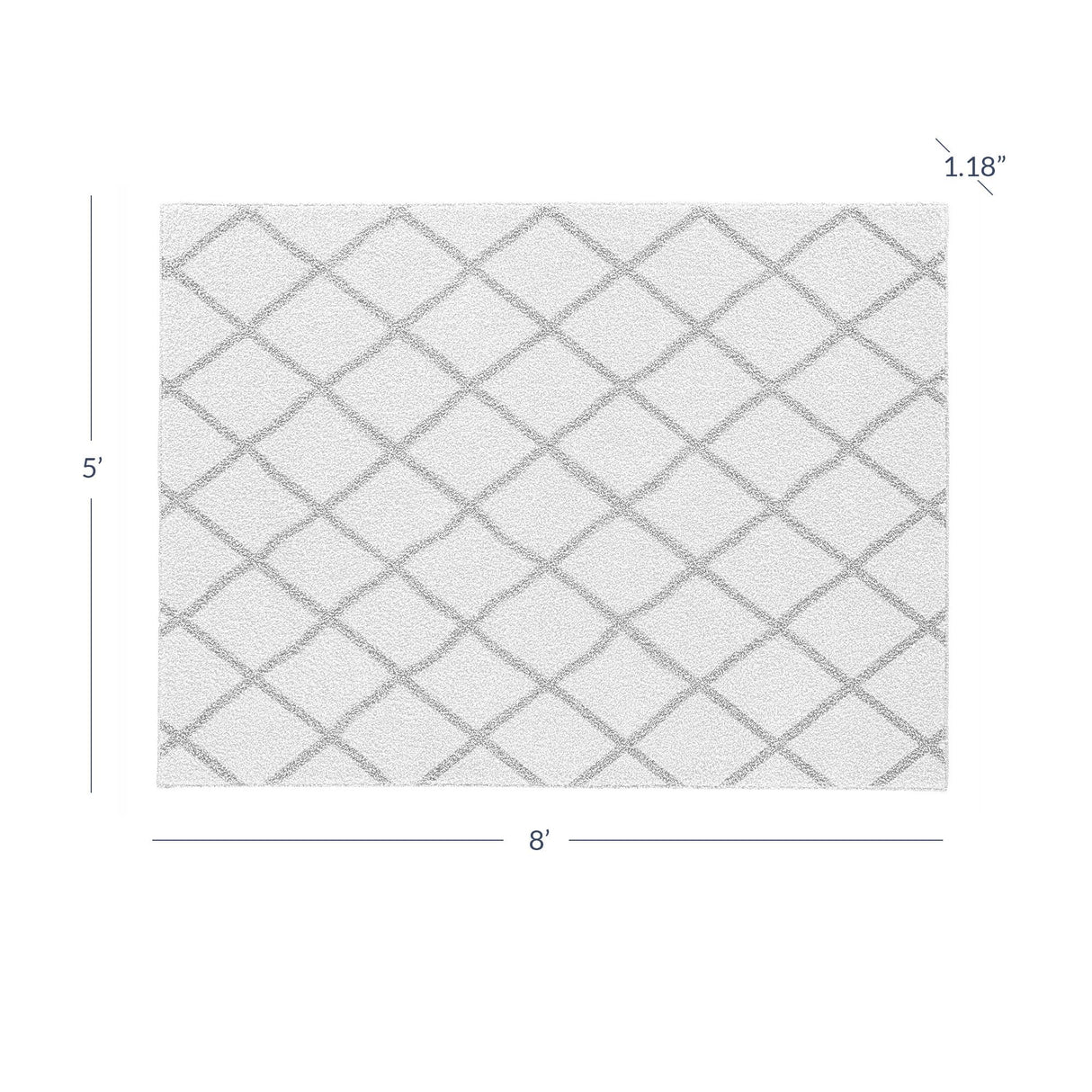 Modern Solid Ivory White Area Rug 5' x 8' - Indoor Outdoor Bohemian Accent