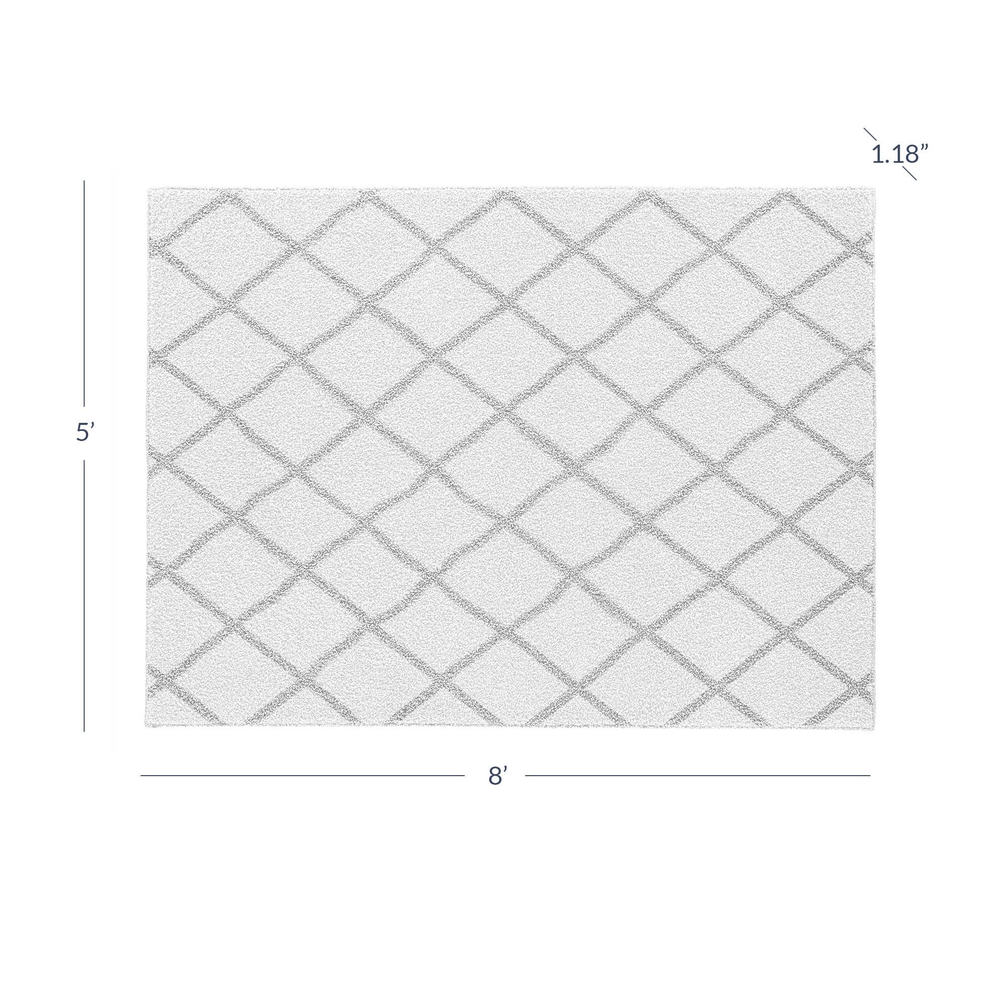 BELLEZE Area Rug Modern Solid Colored Indoor Outdoor Rug, Accent Rug for Patio, Living Room or Kitchen, Luxury Bohemian Style Home Decor, 5' x 8' - Ivory White