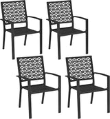 Outdoor Patio Dining Chairs Set of 2 with Armrests and Metal Frame