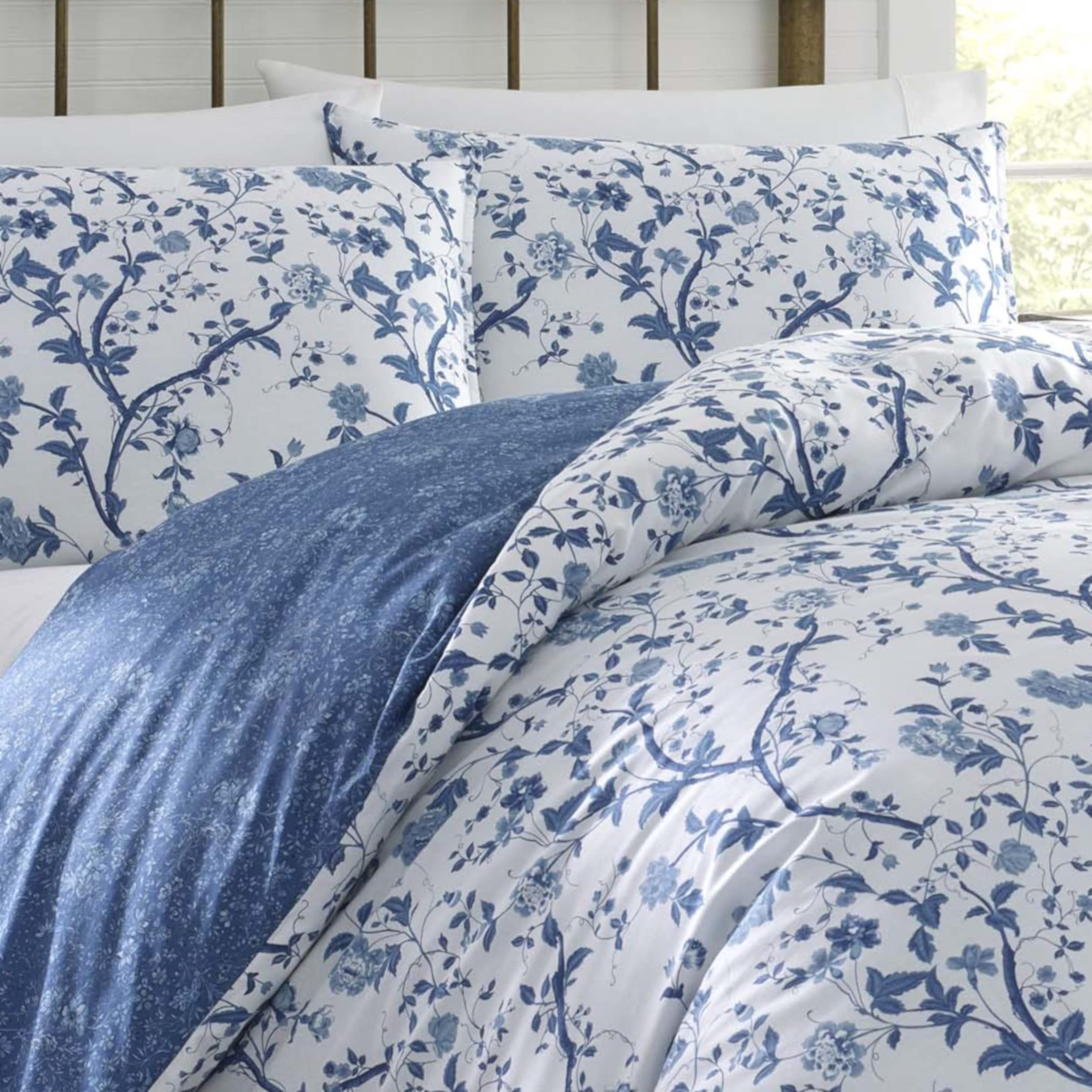 Comforter Set, Reversible Cotton Bedding, Includes Matching Shams