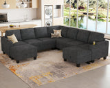 Belffin Modular Sectional Sofa Couch with Storage U Shape Convertible Corner Couches for Living Room Dark Grey Couch