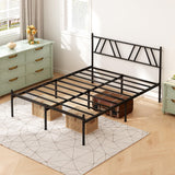 14-Inch Metal Platform Bed Frame with Headboard - Queen Size