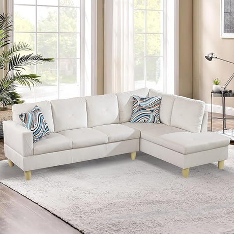 L-shaped Sectional Sofa Set Luxurious Flannelette 5-seat Couches, Right Facing Chaise