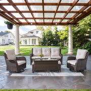 Wicker Outdoor Furniture Patio Furniture Set - 6 Piece Patio Conversation Set