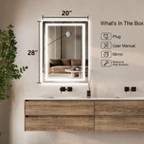 20x28 LED Bathroom Mirror - Anti-Fog Dimmable Backlit Vanity Mirror