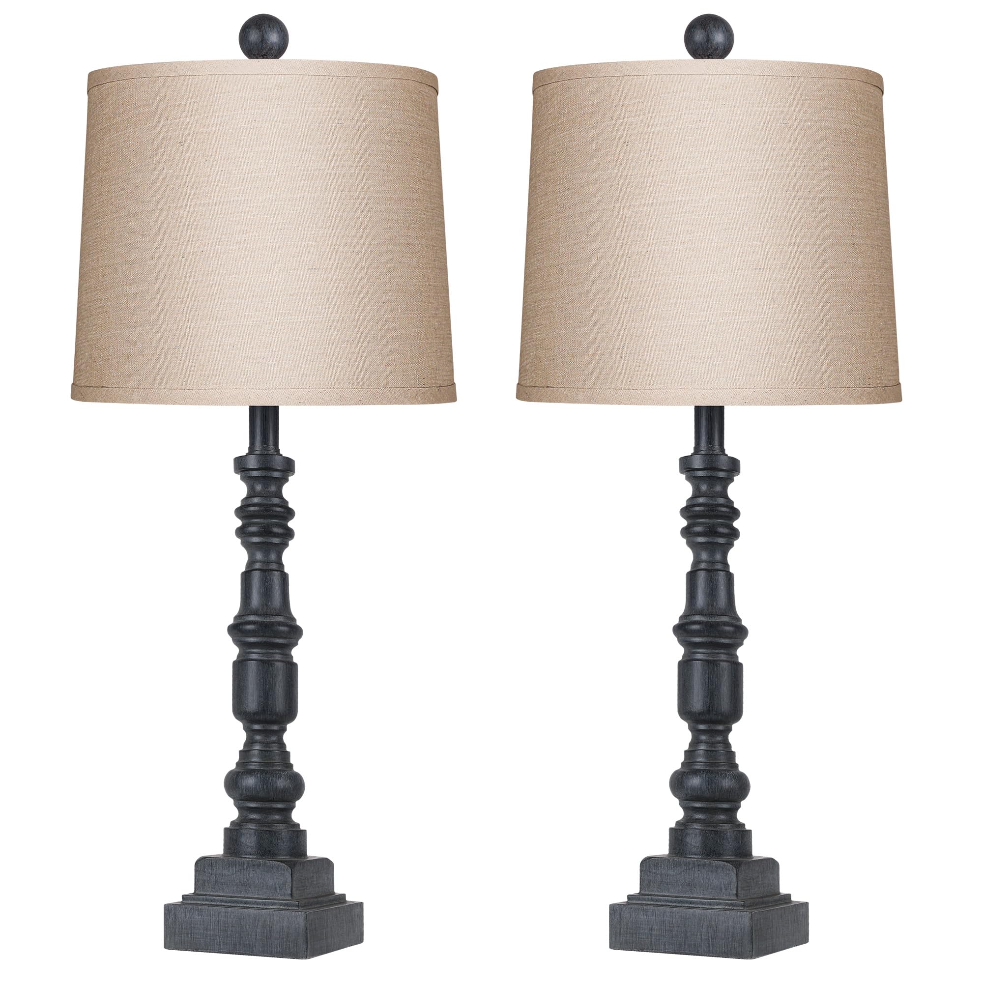 28" Rustic Table Lamps Set of 2 with USB Charging Ports