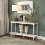 French Country Console Table with Drawer and Shelf, Driftwood/White