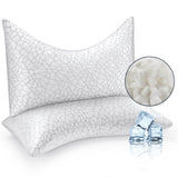 COZSINOOR Side Sleeper Pillows Queen Size Set of 2 for Sleeping - Crescent Adjustable Shredded Memory Foam Pillows 2 Pack, Cooling Bed Pillow for Back and Stomach Sleepers, Breathable Washable Cover