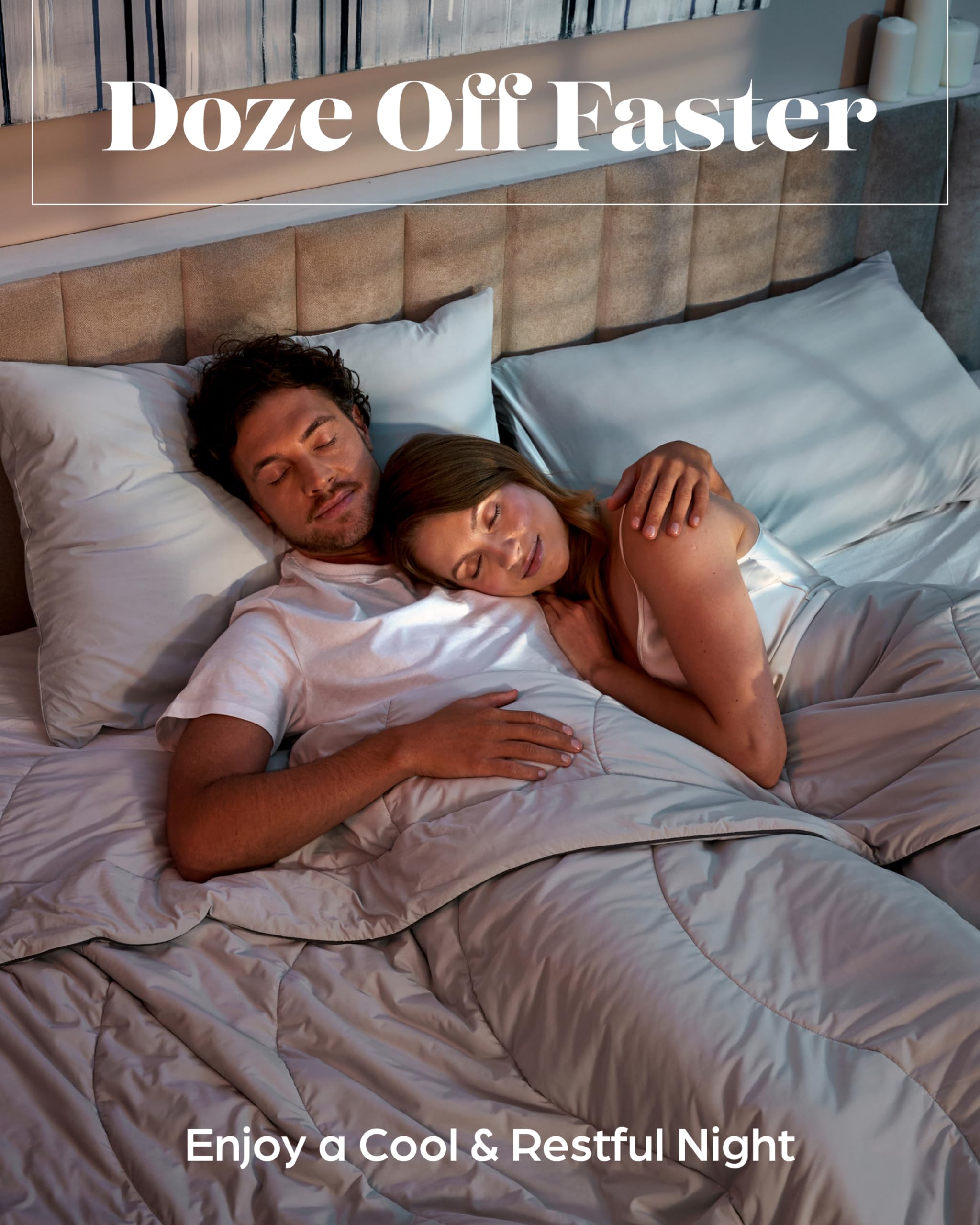 Cooling Comforter Queen Size Luxury Cooling Duvet Ultimate Cooling Comforter for Night Sweats Cool Comforters for Hot Sleepers Ideal Menopause Blanket for Incredible Rest (Queen, Light Grey)