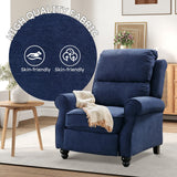 Bonzy Home Navy Blue Pushback Recliner Chair for Adults, Manual Fabric Accent Chair Recliner for Living Room Bedroom