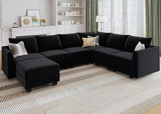 Modular Sectional Sofa Velvet U Shaped Couch with Storage Oversized Sectional Sofa