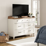 White Dresser for Bedroom with 6 Drawers, Kids Dresser TV Stand