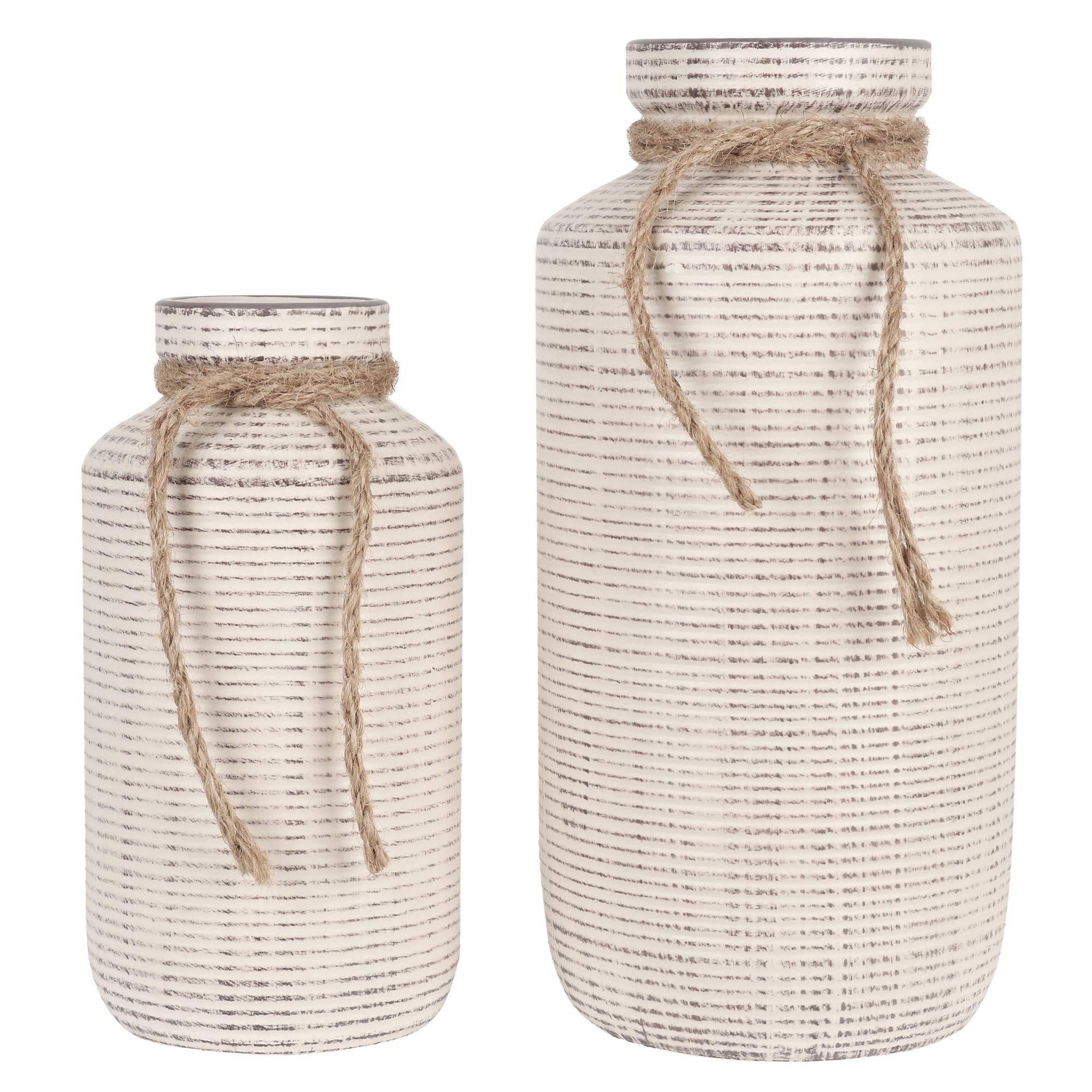 Farmhouse Vase for Home Decor, Decorative Ceramic Vase for Pampas Grass