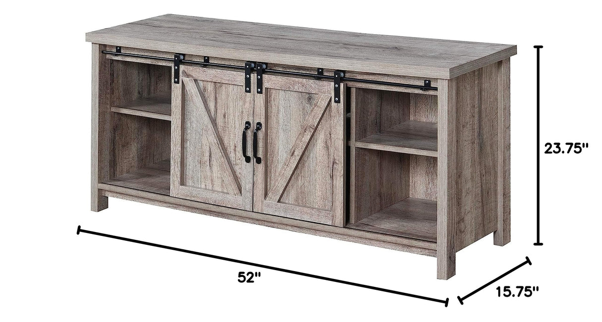 Blake Barn Door TV Stand with Shelves and Sliding Cabinets for TVs up to 60 Inches,