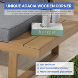 Acacia Wood Patio Furniture L-Shaped Outdoor Sectional Sofa Set with Coffee Table