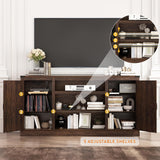 66" Farmhouse TV Stand with Power Outlets for 75 65 Inch TVs, 33" Tall Entertainment